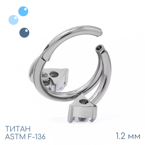 Кольцо-кликер Двойное Сердце 1.2 мм (16 G) фото 2